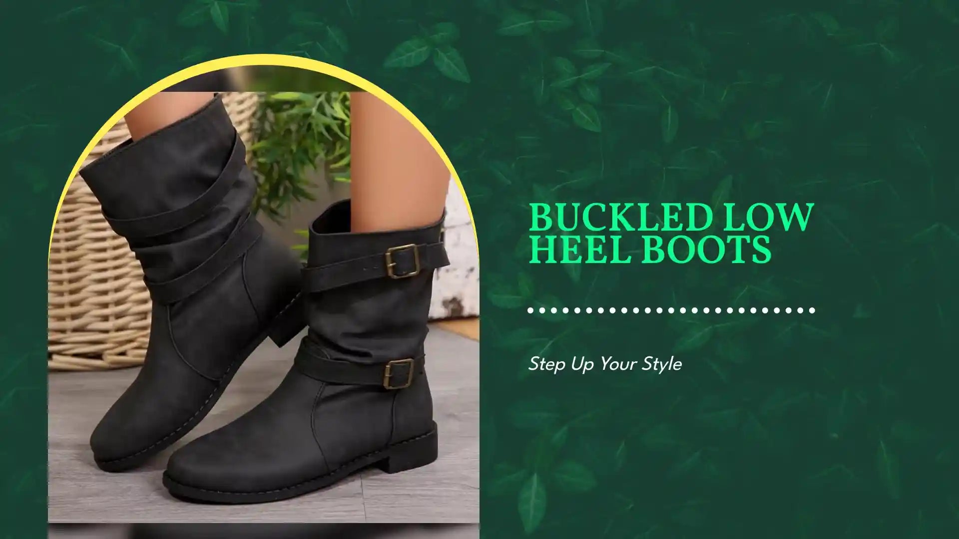 Buckled Low Heel Boots by@Outfy